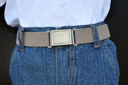 Dapper Snappers Made in USA Boys Big Kids Elastic Stretch Belt with Easy - Magnetic Buckle, Beige